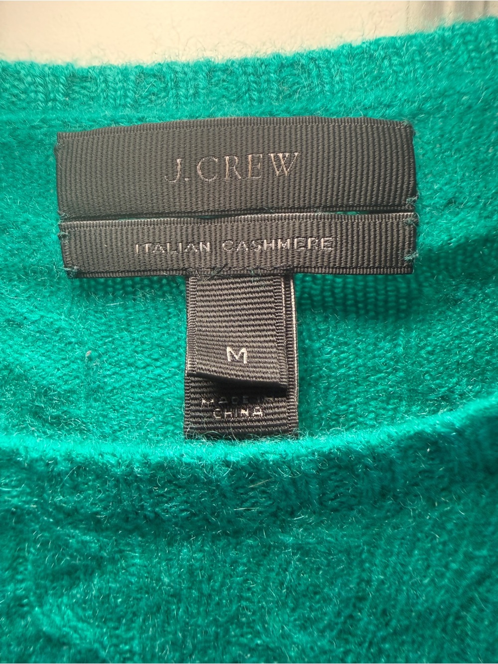 J. Crew Green Women's M 100% Italian Cashmere Cable Knit Button-Shoulder Sweater - Picture 5 of 8
